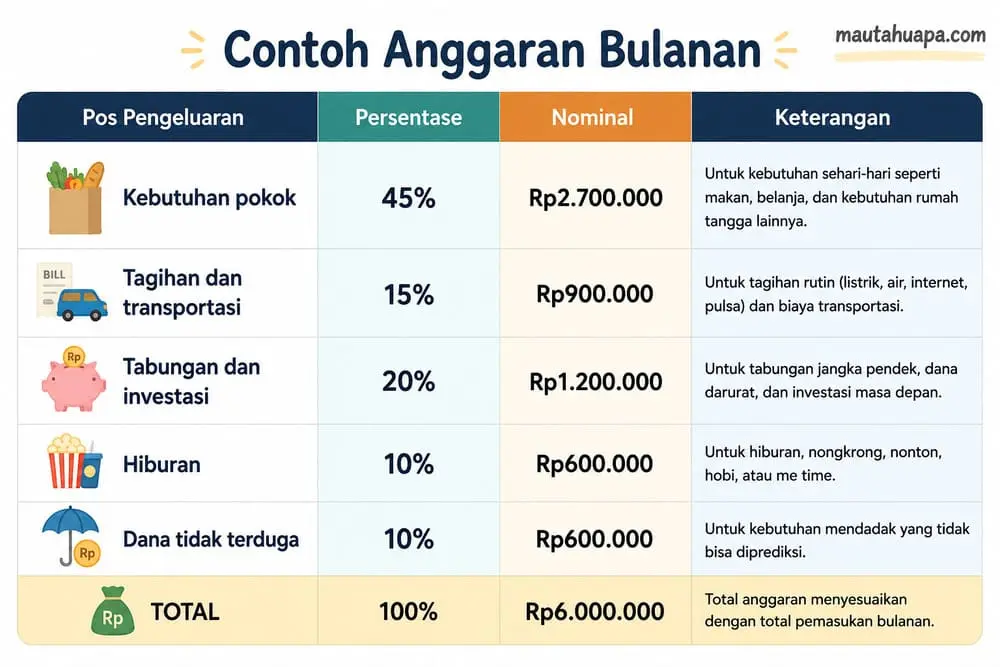 contoh anggaran bulanan